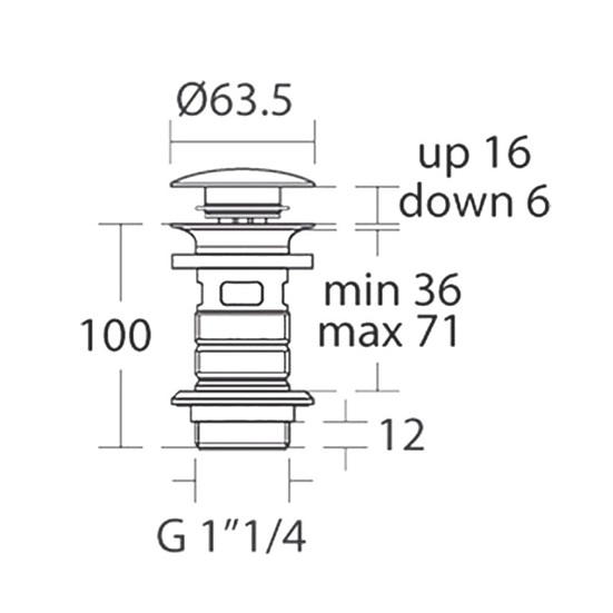 VENTIL PUSH-OPEN SILK BLACK PENTRU LAVOARE CU PREAPLIN